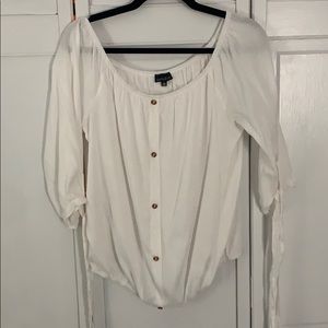 Off the shoulder button down blouse